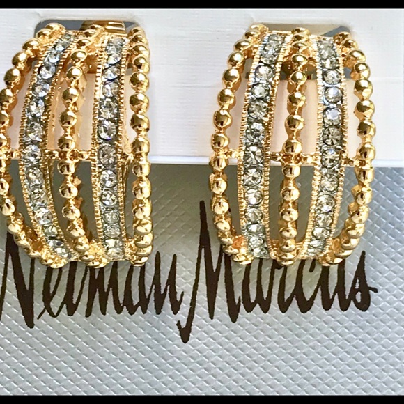 SOLD Kenneth Jay Lane Half Hoop Earrings Sold Out - Picture 4 of 8